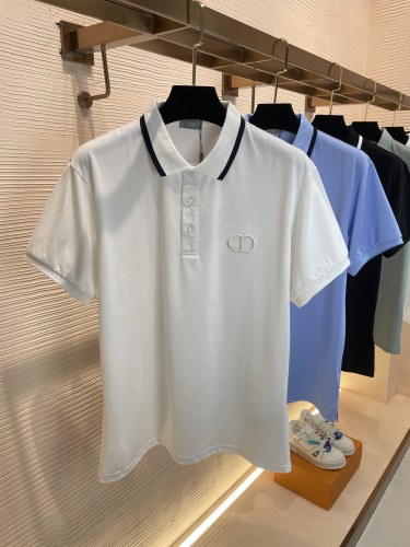 Dior 2023 Pearl Cotton CD CD letters logo embroidered casual Polo shirt