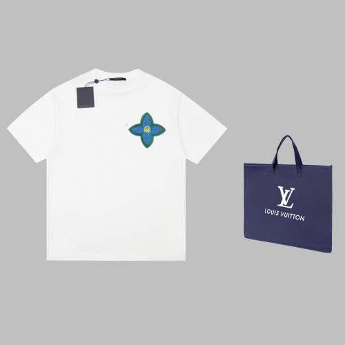 Louis Vuitton Limited Blue Line Embroidery LOGO Short -sleeved T -shirt