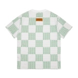 Louis vuitton 23ss full print logo letters short sleeve imported printing flaspy sleeve double gauze loose casual couple model