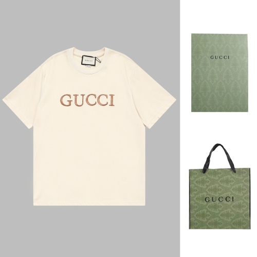 Gucci rose gold logo embroidered line couple short T