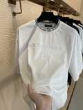 DOLCE & Gabbana D & G Cotton Cotton Timotya neckline embroidered logo round neck short -sleeved T -shirt couple