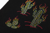 Travis Scott Cactus X Jordan Flame Printing Robs Round Collar Tale T -shirt