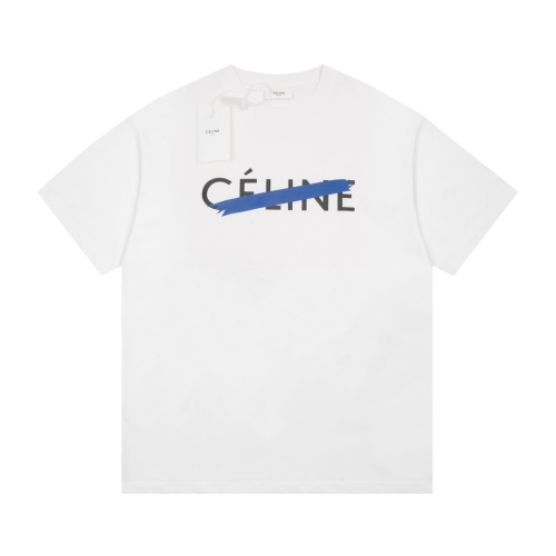 Celine letters tape printed short -sleeved printing loose casual couple model