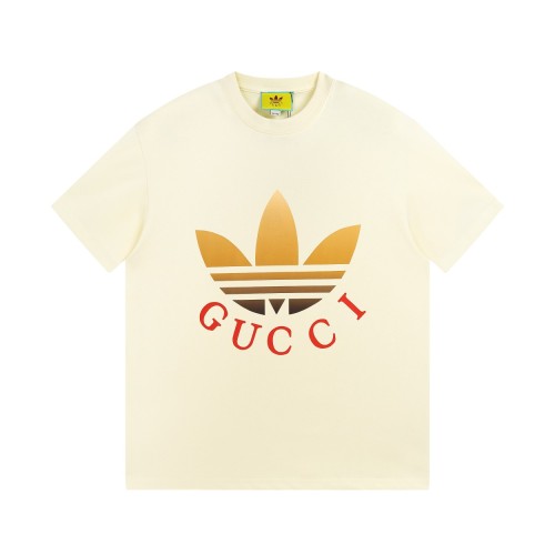 GUCCI Gradient Gold GUCCI X adidas letter logo gold label printing macro -shoulder -type couple model