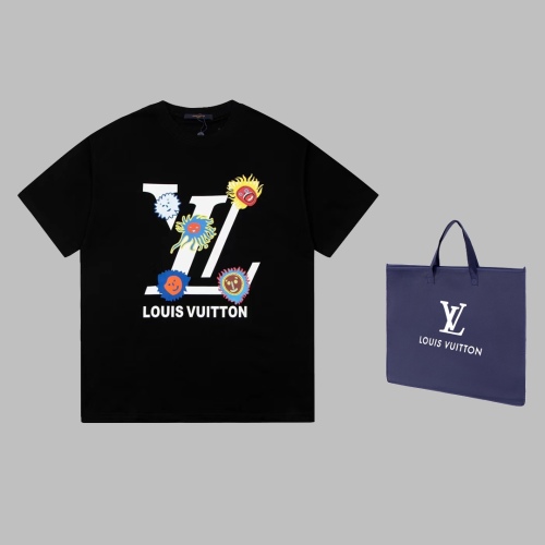 Louis vuitton 23SS short -sleeved three -dimensional direct injection process, combed cotton loose casual couple