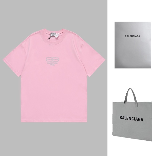 Balenciaga locks new logo campaign hot drill men and women couple pure cotton short -sleeved T -shirts