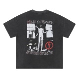 Vintage Manson Makes Old Washing Retro Loose T -shirt