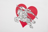 Burberry Chinese Valentine's Day Limited Couple Series Love Velvet Foam Short -sleeved T -shirt