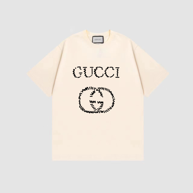 GUCCI decorative dual -g silicon wave pattern T -shirt loose and shoulder version