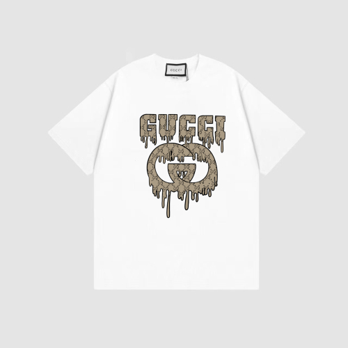 Gucci 2023 Virtual Printing T -shirt couple model loose and shoulder version