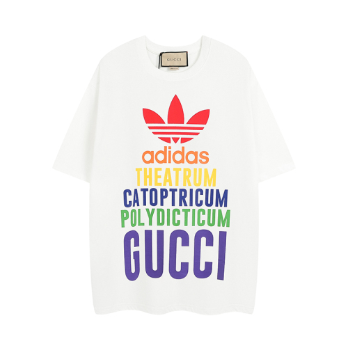 GUCCI three -striped GUCCI x adidas back inverted printed printing -top -shoulder version couple model