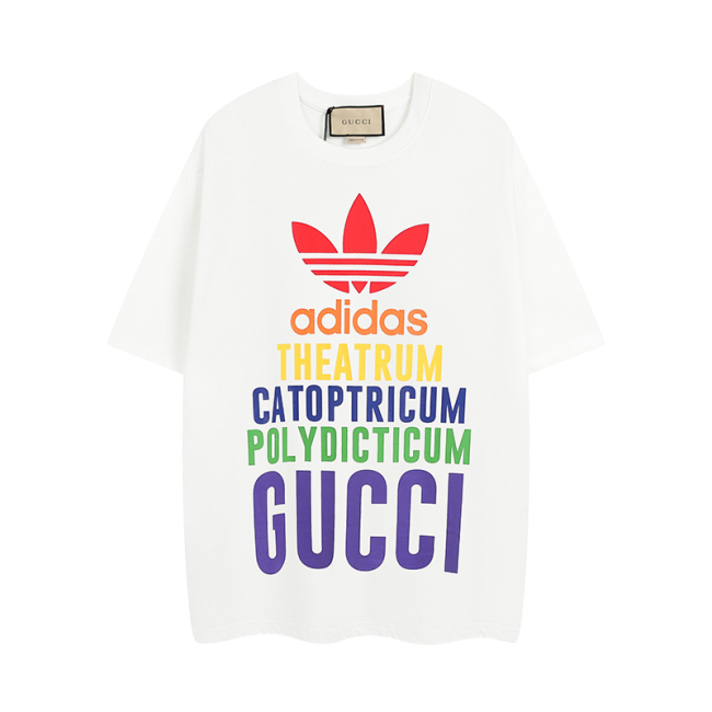 GUCCI three -striped GUCCI x adidas back inverted printed printing -top -shoulder version couple model
