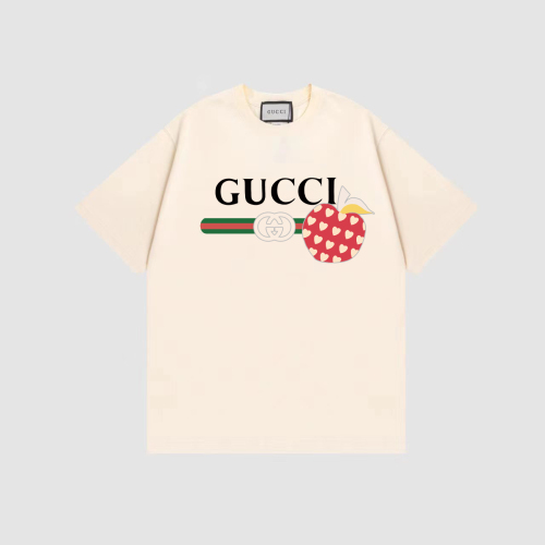 Gucci men's and women's apple pattern short sleeves