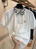 Versace pure cotton -collaring flower crafts on the chest embroidered Mustsdustus avatar lapel POLO shirt