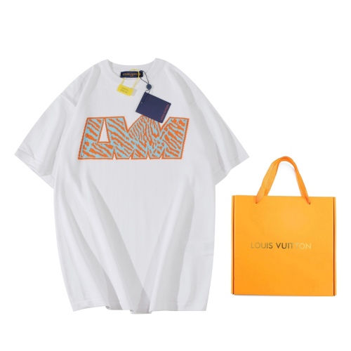 Louis Vuitton 2023 oblique line letter short -sleeved round neck shirt