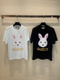 GUCCI 2023 Rabbit head logo letter cotton short -sleeved T -shirt