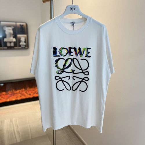 LOEWE 23SS Wu Lei, the same graffiti Crayon embroidered short -sleeved couple
