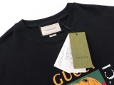 Gucci red and green striped blocks to fight color letters, old design, classic printing round neck short sleeves