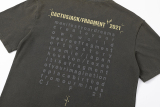 Travis Scott X Fragment Design Washed Water Washed Eagle Lightning Short Sleeve T -shirt