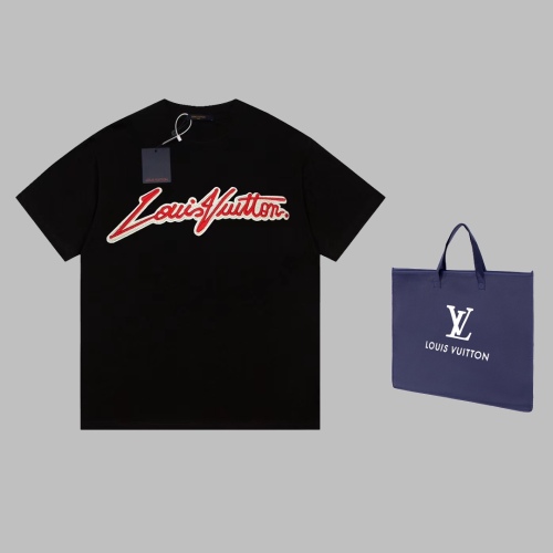 Louis Vuitton red line grass writing embroidery casual short -sleeved T -shirt