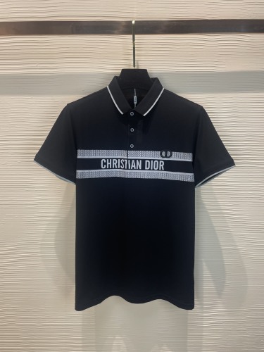 Dior 2023 Exquisite LOGO letter CD embroidery OEM slogan beads cotton POLO shirt