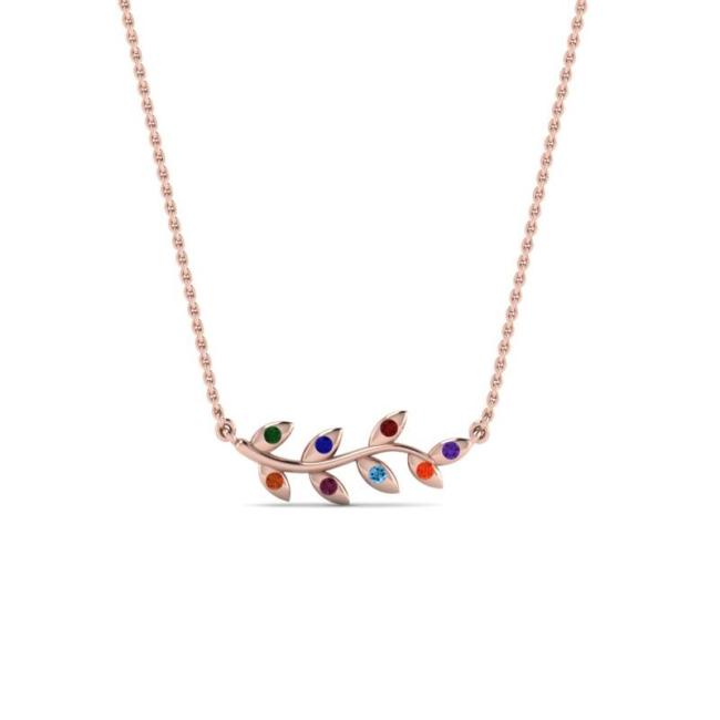 Branch Mom Design Multi Color Round Cut Sterling Silver Necklace
