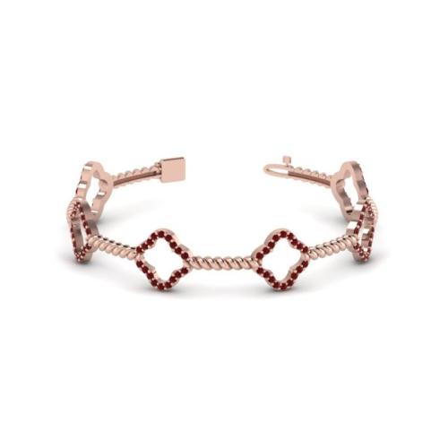 Unique Twisted Round Cut Sterling Silver Bracelet In Rose Gold