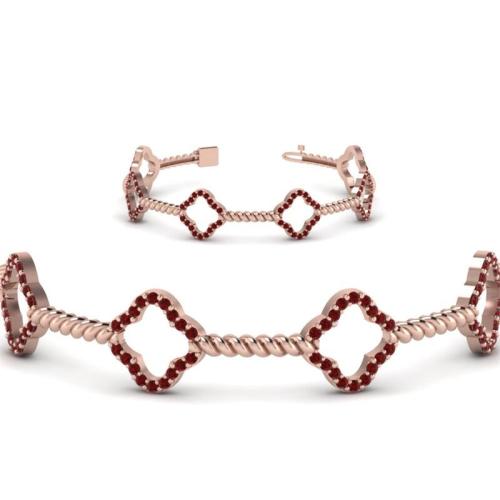 Unique Twisted Round Cut Sterling Silver Bracelet In Rose Gold