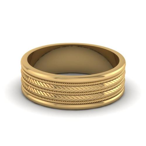 Unique Zippered Sterling Silver Wedding Band In Yellow Gold