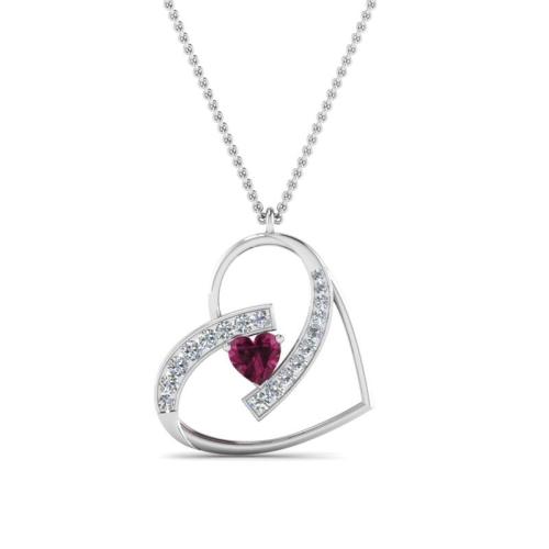 Heart Colored Heart Cut Sterling Silver Necklace