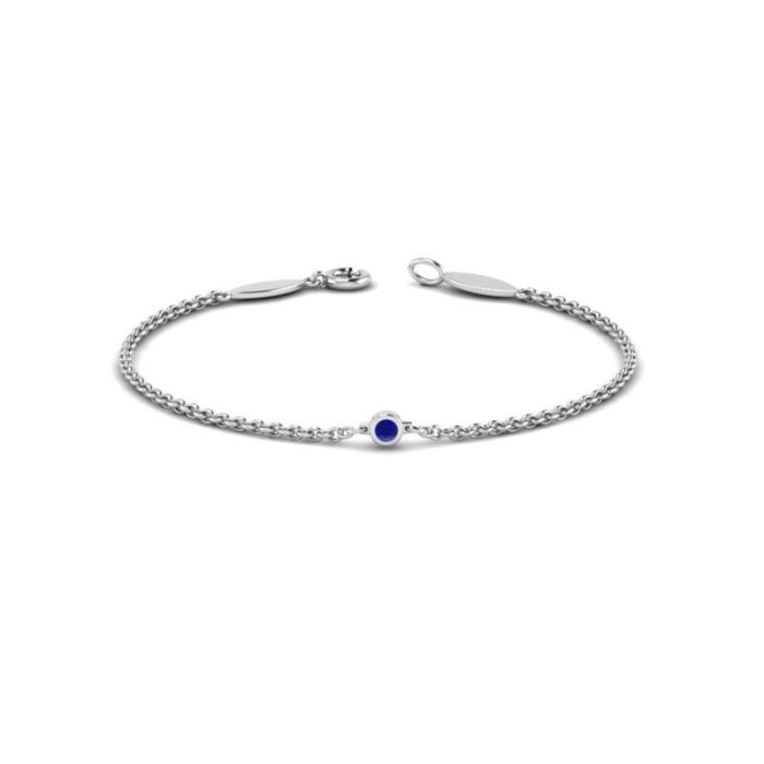 Single Chain Round Cut Sterling Silver Bracelet In White Gold