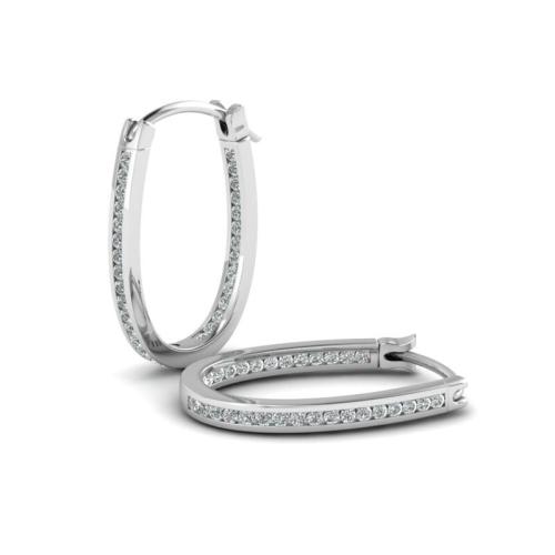 Unique Round Cut Sterling Silver Hoop Earrings In White Gold