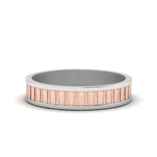 Two Tone Vertical Stain Sterling Silver Wedding Band