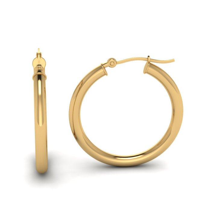 Chic Convex Sterling Silver Hoop Earrings In Yellow Gold