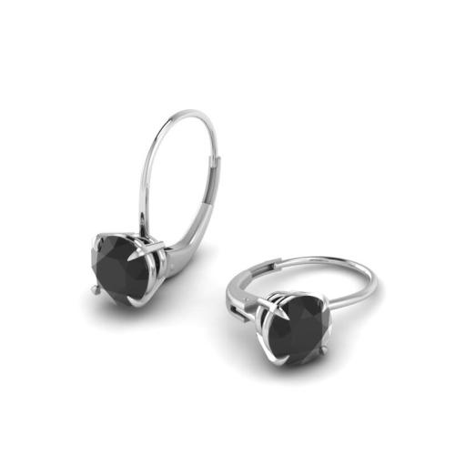 Simple Leverback Round Cut Sterling Silver Hoop Earrings In White Gold