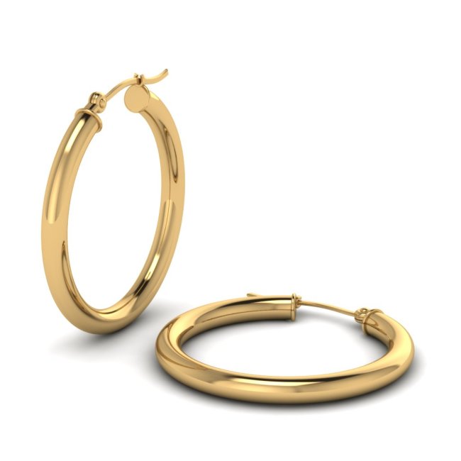 Chic Convex Sterling Silver Hoop Earrings In Yellow Gold