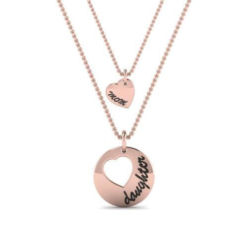Personalized Mom And Daughter Design Sterling Silver Necklace