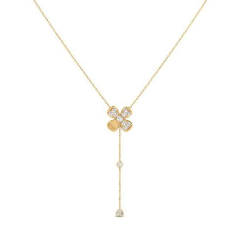 Flower Chain Lariat Inspired Round Cut Sterling Silver Necklace