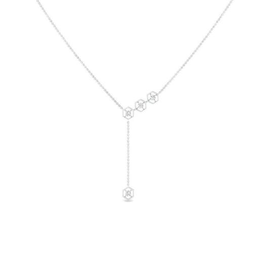 Elegant Lariat Design Round Cut Sterling Silver Necklace