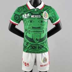 1998 Mexico Home Retro Kids Soccer jersey