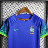 2022 Brazil Away Fans Kids Soccer jersey