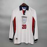 1998 England Home Retro Long Sleeve Soccer jersey