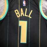 2022/23 HORNETS BALL #1 Black NBA Jerseys