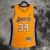 2000/01 LAKERS ONEAL #34 Yellow NBA Jerseys