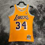 1997/98 LAKERS ONEAL #34 Yellow NBA Jerseys