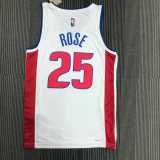 2022/23 PISTONS ROSE #25 White NBA Jerseys