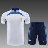 2023 France White Training Shorts Suit