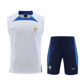 2023 France White Training Shorts Suit