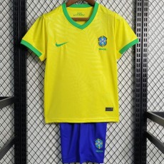 2023/24 Brazil Home Fans Kids Soccer jersey