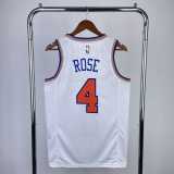 2023 KNICKS ROSE #4 White NBA Jerseys